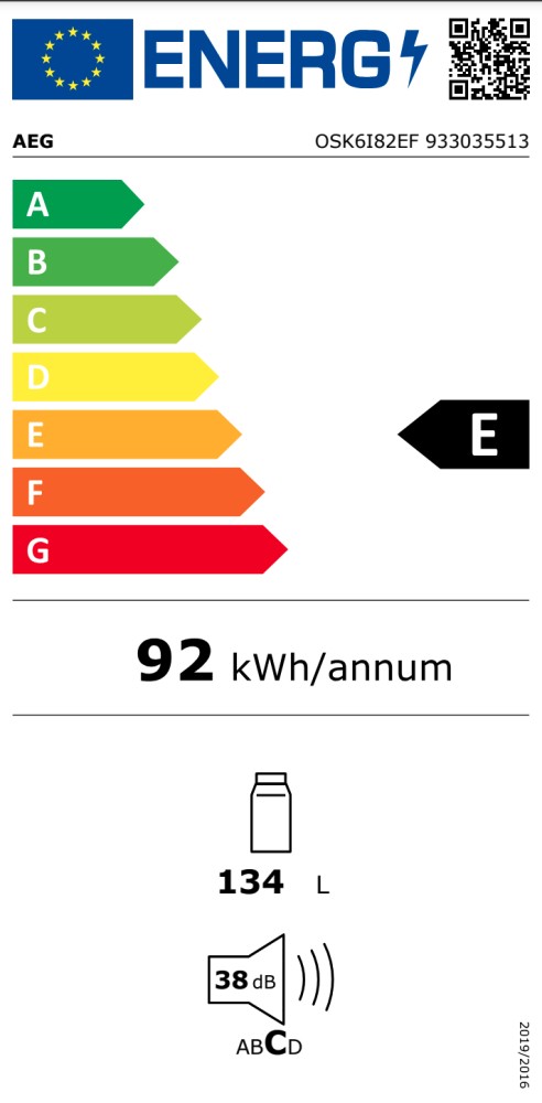 AEG Koelkast inbouw onder werkblad OSK 6I82 EF