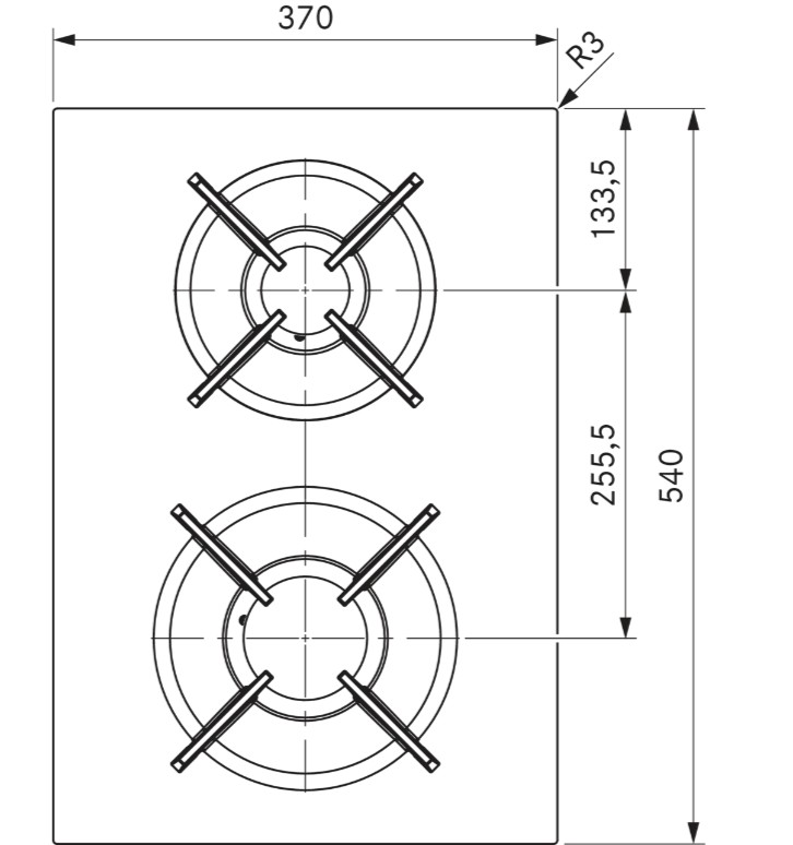 Bora Kookplaat klein/domino PKG 3