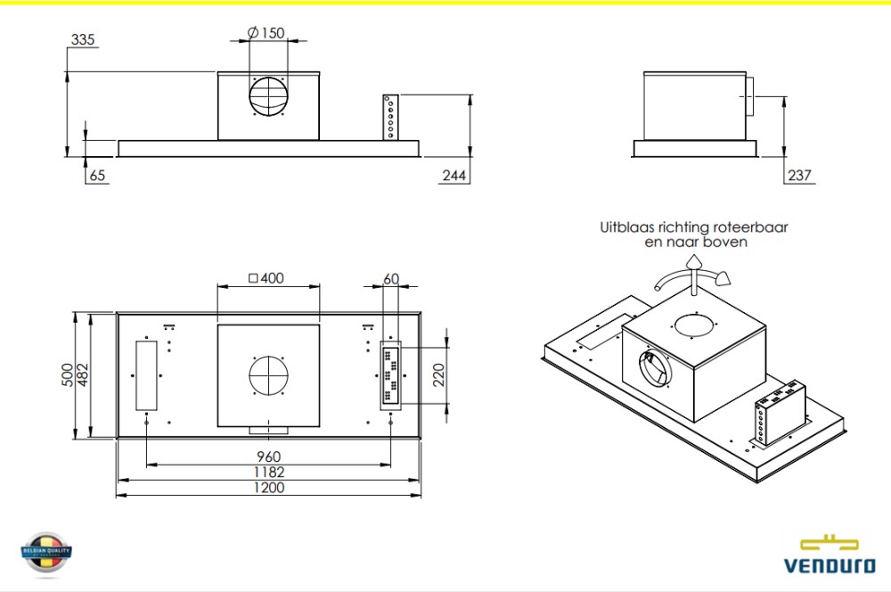 Venduro Dampkap inbouwgroep RALL 120 -MMI