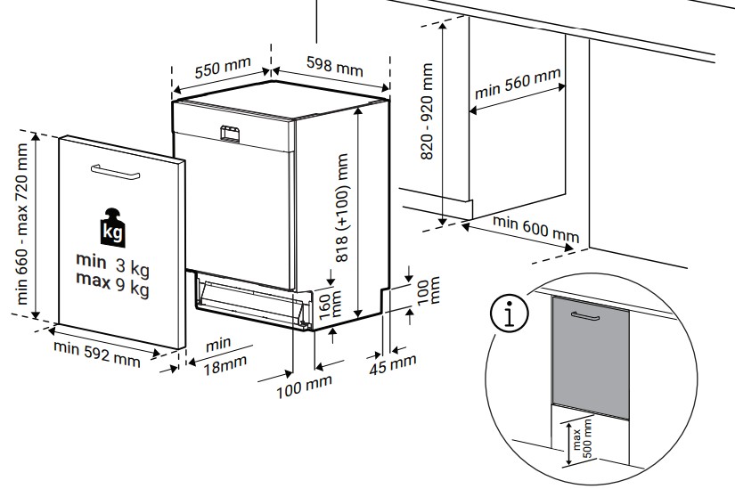 Beko Vaatwasser volledig integreerbaar 60cm BG 840 EXVI