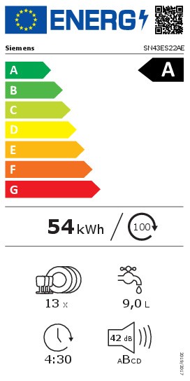 Siemens Vaatwassers onderbouw SN 43ES22 AE