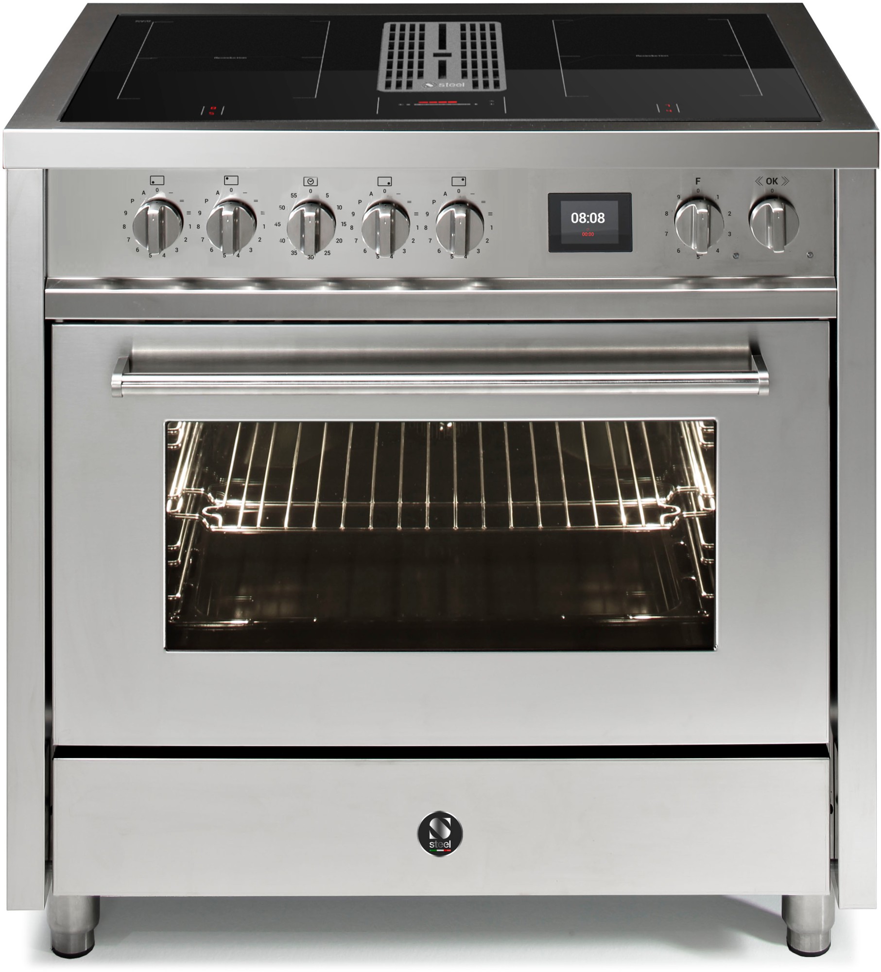 STEEL CUCINE Fornuis met afzuiging EQ 9F-4 FIKW - Vooraanzicht