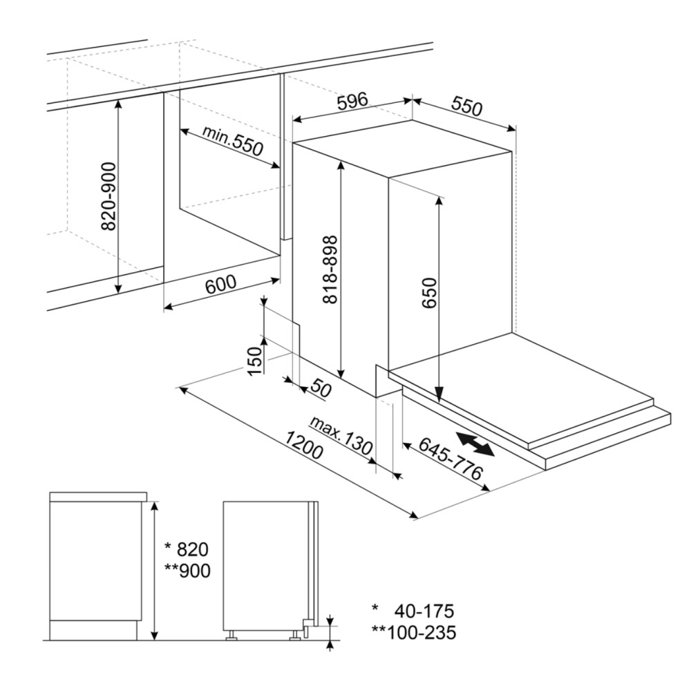 Smeg Vaatwasser volledig integreerbaar 60cm STL 362 DQ