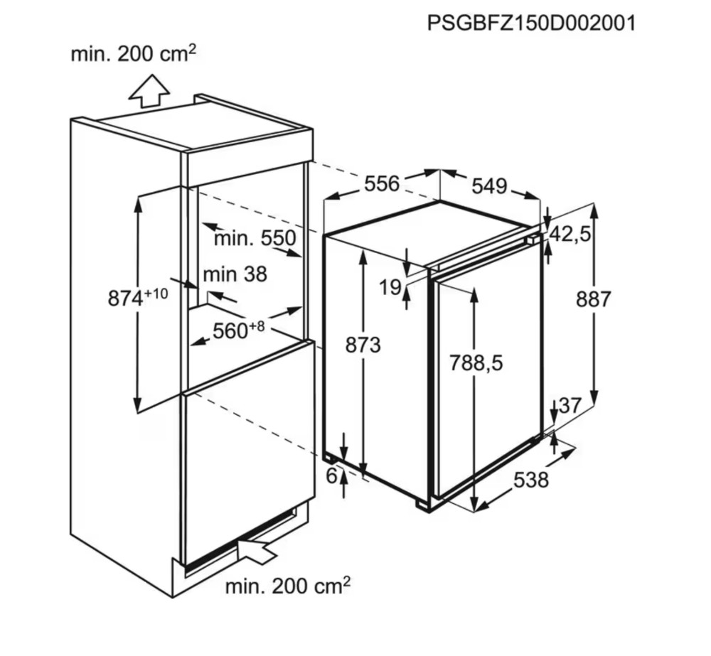 AEG Diepvries inbouw 88cm TAB 6L88 EF