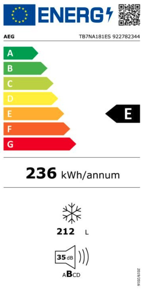 AEG Diepvries inbouw groter dan 122 cm TB 7NA181 ES