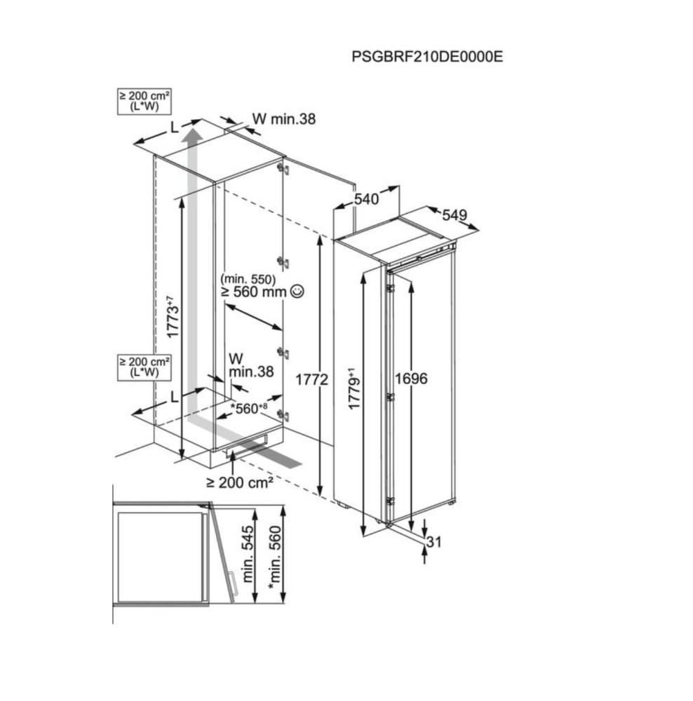 AEG Diepvries inbouw groter dan 122 cm TB 7NA181 ES
