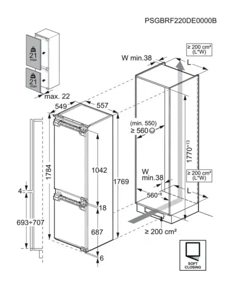 AEG Koelvriescombinaties inbouw TC 7MS181 CF