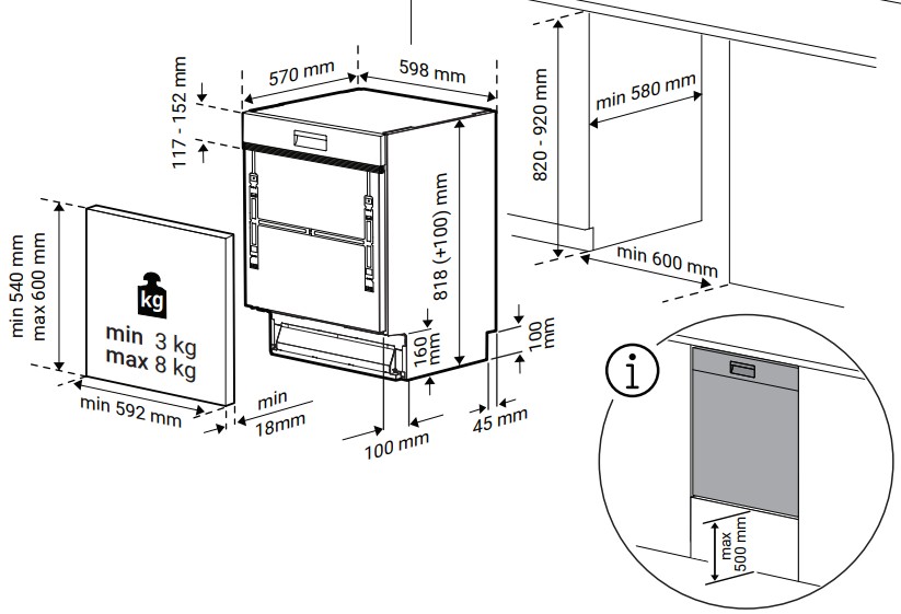 Beko Vaatwasser integre. 60cm frontbediening BG 840 EXTI
