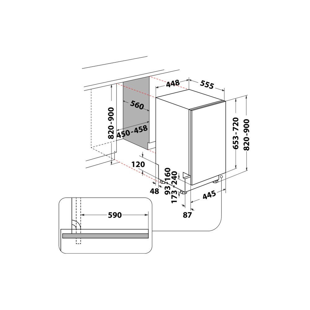 Indesit / by Whirlpool Vaatwasser volledig integreerbaar 45cm DI 9E-2B 10