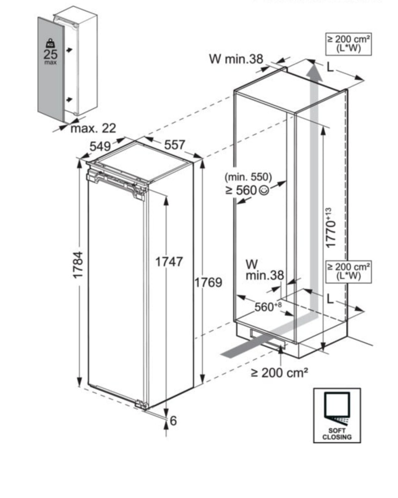 AEG Koelkast inbouw 176-179cm hoog TK 6DS181 DC