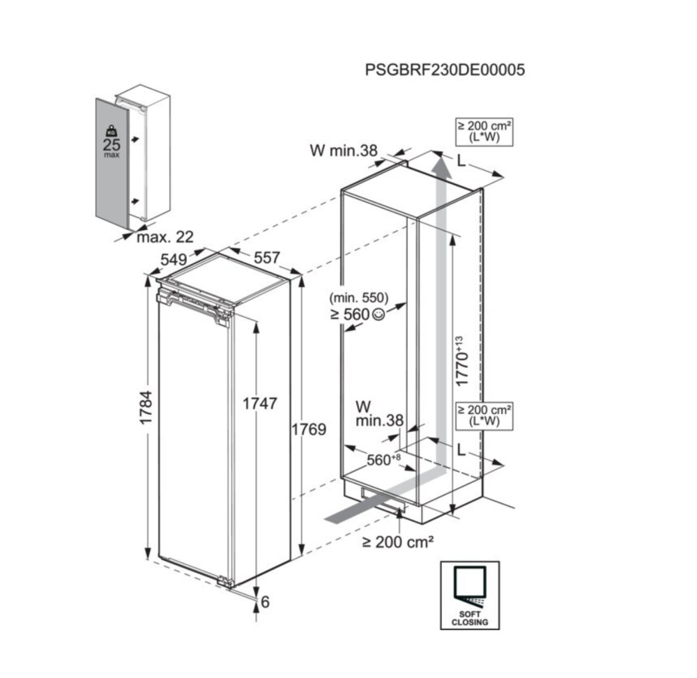 AEG Koelkast inbouw 176-179cm hoog TK 6FS181 CC