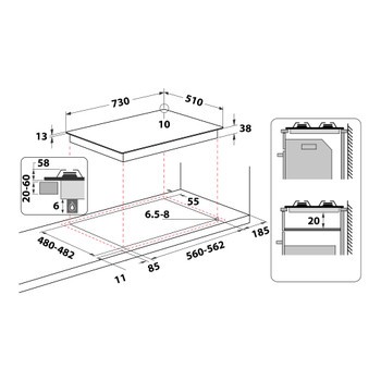 Whirlpool Kookplaat  gas TKRL 761 IXK