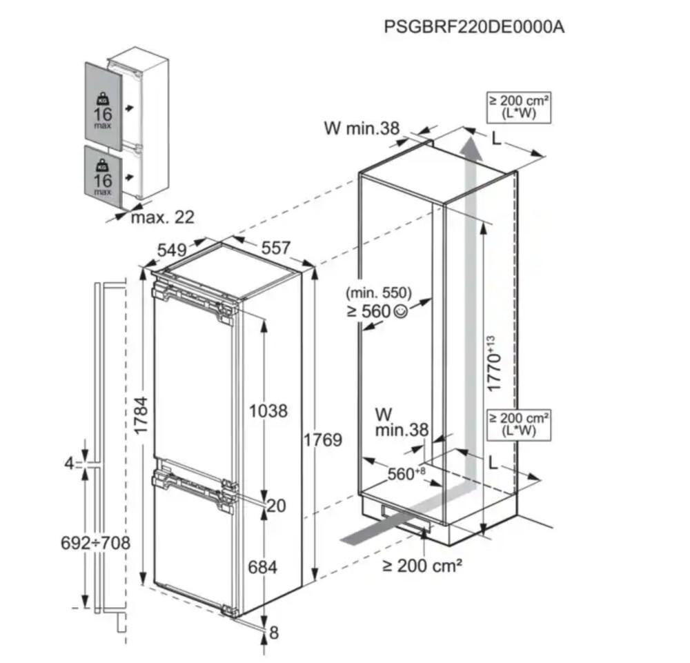 AEG Koelvriescombinaties inbouw TSC 5S181 DF