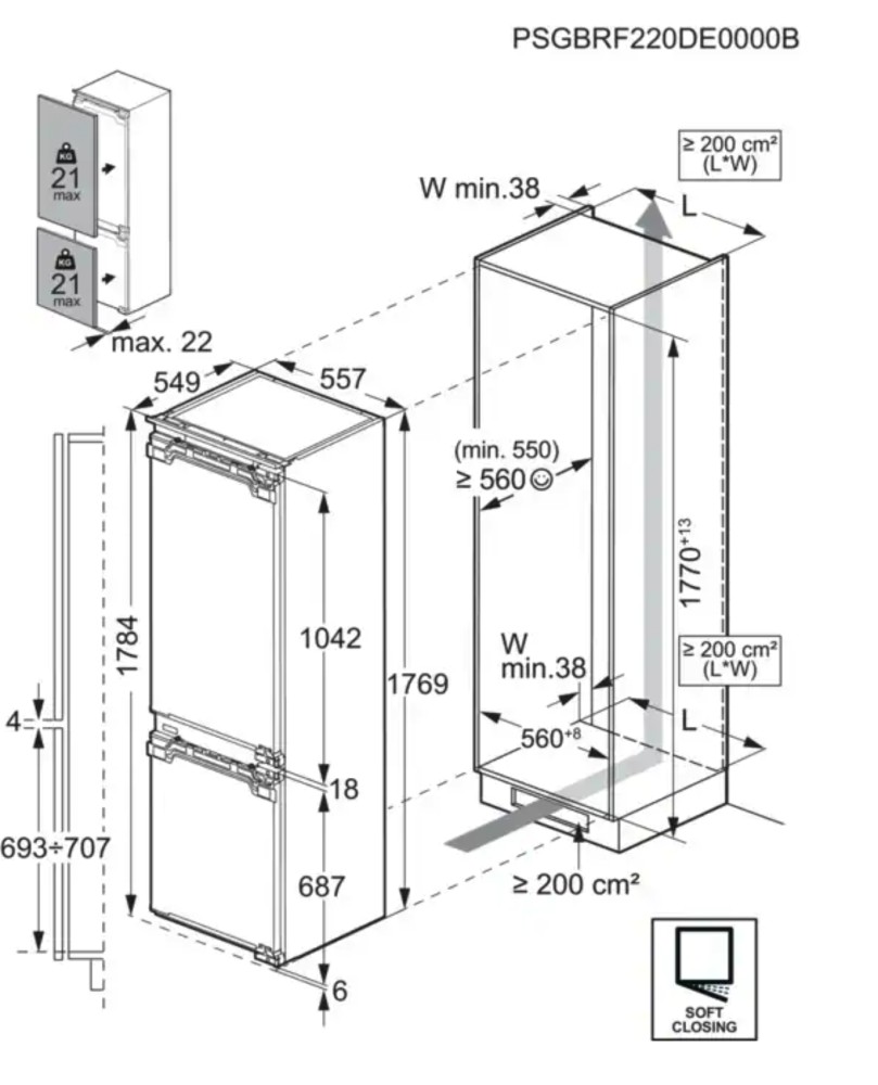 AEG Koelvriescombinaties inbouw TSC 8M181 BC