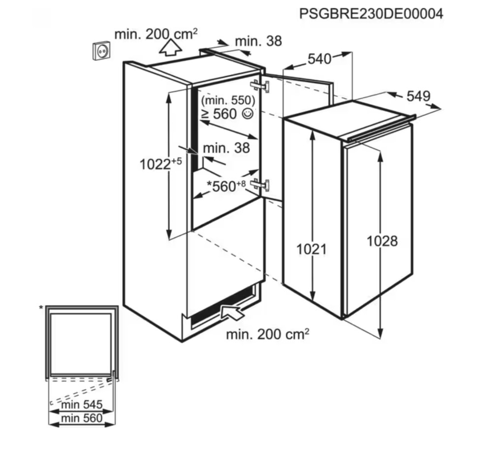 AEG Koelkast inbouw 102 cm hoog TSF 5O101 ES