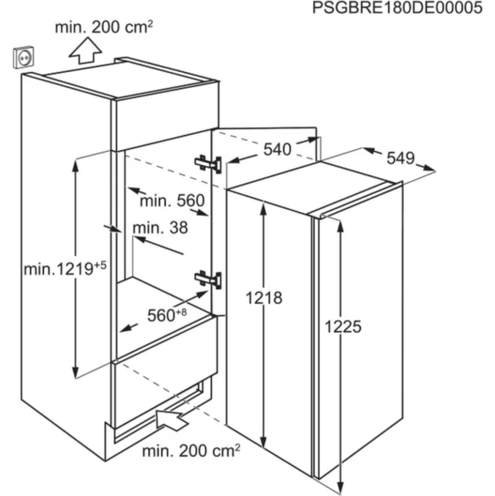 AEG Koelkast inbouw 122 cm hoog TSF 5O12 ES