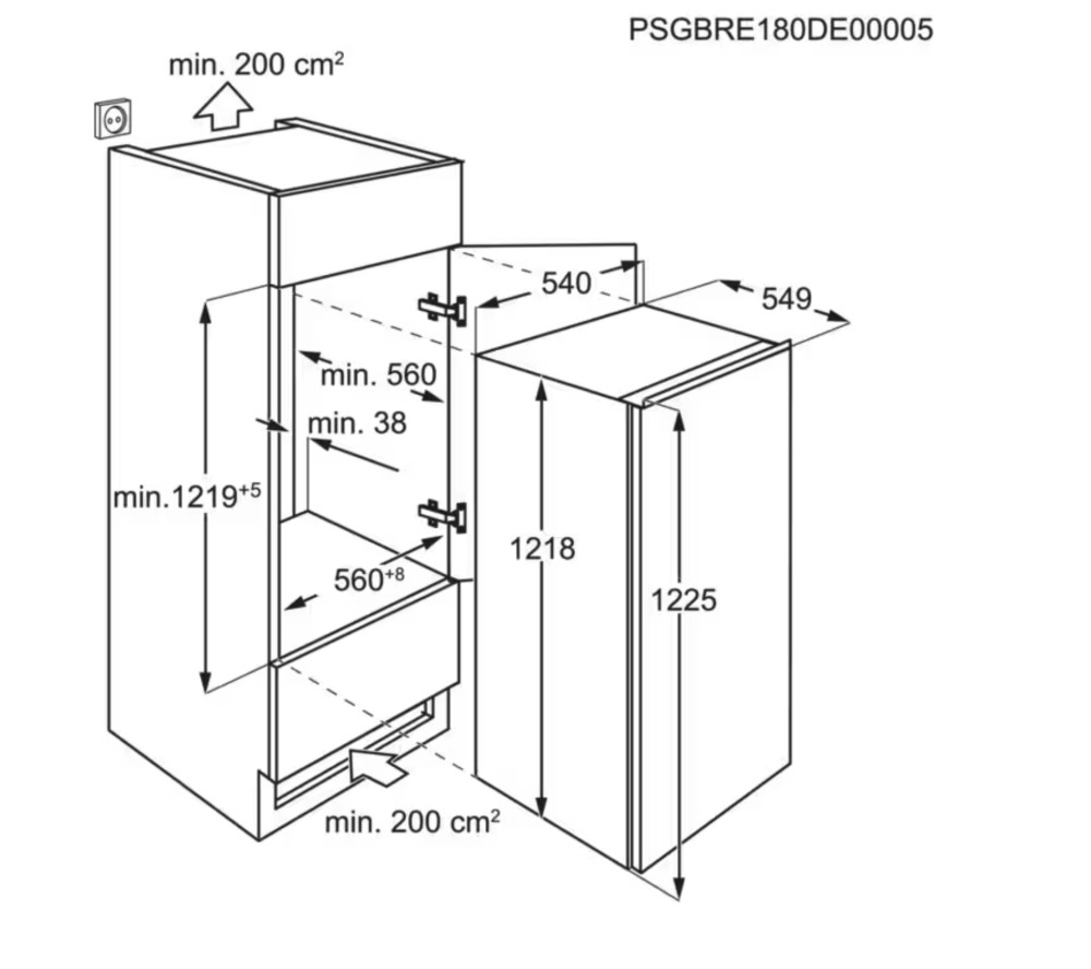 AEG Koelkast inbouw 122 cm hoog TSK 5O12 ES