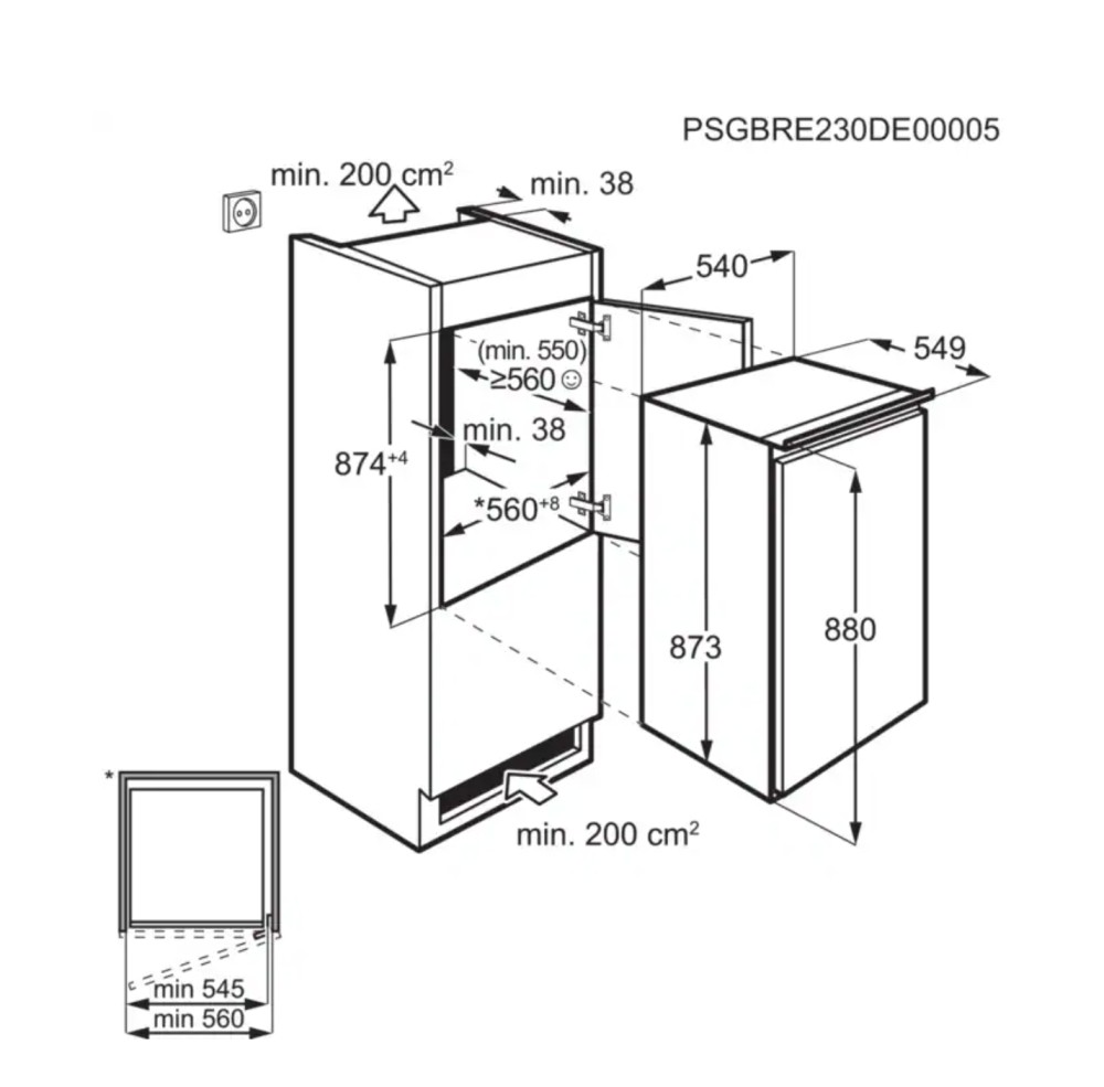 AEG inbouw koelkast 88 cm hoog TSK 5O882 DS
